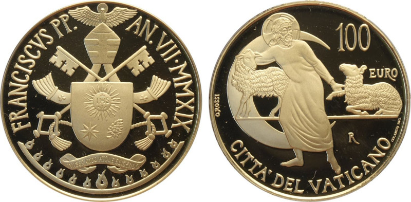 Città del Vaticano, Francesco (2013-), 100 Euro 2019, Tiratura: 799, Au (.917) 3...