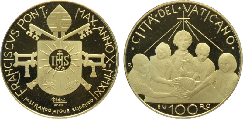 Città del Vaticano, Francesco (2013-), 100 Euro 2022, Tiratura: 799, Au (.917) 3...