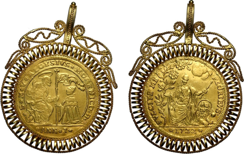 Venezia, Alvise III Mocenigo (1722-1732), Osella in oro da 4 Zecchini 1722-I, RR...