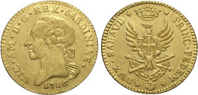 Savoia, Vittorio Amedeo III (1773-1796), Doppia 1786, Rara Au 26 mm 9,08 g, BB-SPL