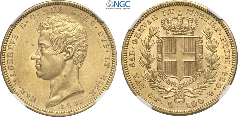 Savoia, Carlo Alberto (1831-1849), 100 Lire 1835 Torino, Au 34 mm 32,25 g, in Sl...