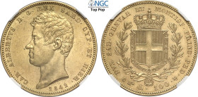 Savoia, Carlo Alberto (1831-1849), 100 Lire 1842 Torino, tiratura: 864, RR Au 34 mm 32,25 g, di qualità eccezionale per questo rarissimo millesimo, il...