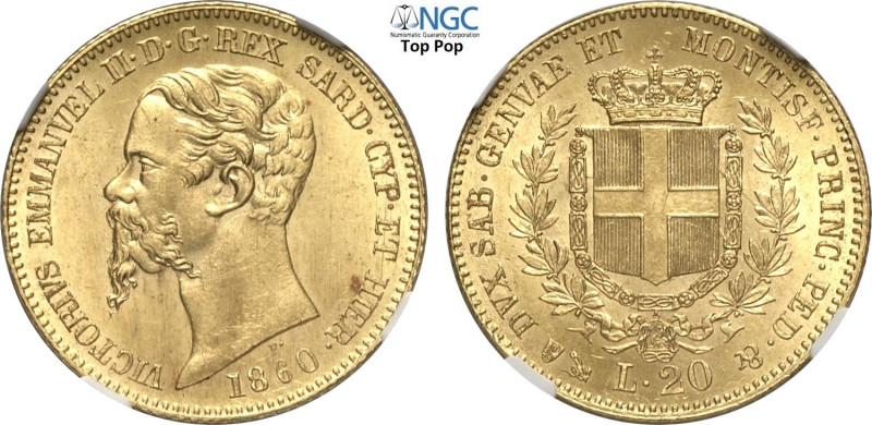 Savoia, Vittorio Emanuele II Re di Sardegna (1849-1861), 20 Lire 1860 Genova, Au...