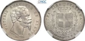 Savoia, Vittorio Emanuele II Eletto (1859-1861), Lira 1860 Firenze, Gig-13 Ag 23 mm, in Slab NGC MS64+