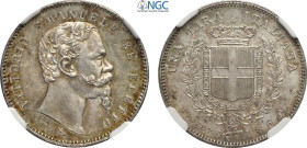 Savoia, Vittorio Emanuele II Eletto (1859-1861), Lira 1860 Firenze, Gig-13 Ag 23 mm, in Slab NGC MS64