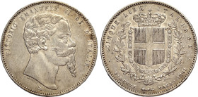 Regno d'Italia, Vittorio Emanuele II (1861-1878), 5 Lire 1861 Firenze, RR Ag 37 mm 25 g, BB+