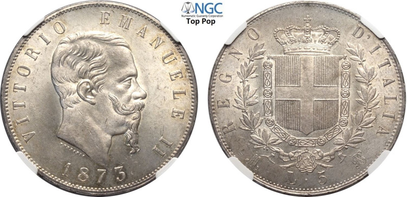 Regno d'Italia, Vittorio Emanuele II (1861-1878), 5 Lire 1873 Milano, Ag 37 mm 2...