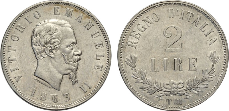 Regno d'Italia, Vittorio Emanuele II (1861-1878), 2 Lire 1863 Torino "valore", R...