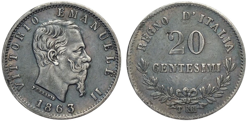Regno d'Italia, Vittorio Emanuele II (1861-1878), 20 Centesimi 1863-T Torino BN ...