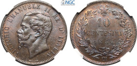 Regno d'Italia, Vittorio Emanuele II (1861-1878), 10 Centesimi 1866-OM, Cu 30 mm, in Slab NGC MS65 BN (cert. 8234205008)