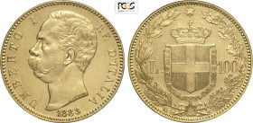 Regno d'Italia, Umberto I (1878-1900), 100 Lire 1883, Rara Au 35 mm 32,25 g, in Slab PCGS MS61