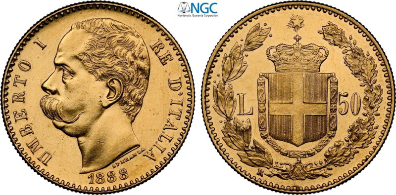 Regno d'Italia, Umberto I (1878-1900), 50 Lire 1888, tiratura di 2125 esemplari,...