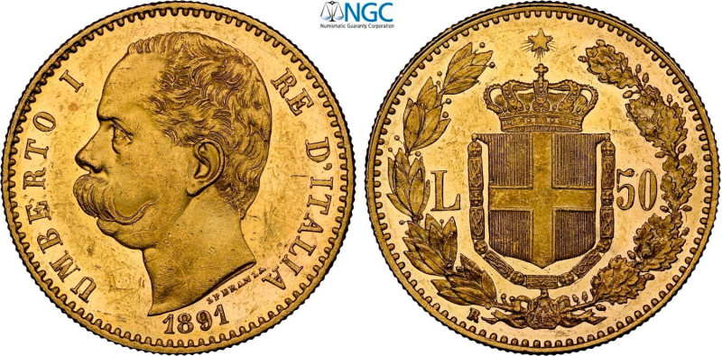 Regno d'Italia, Umberto I (1878-1900), 50 Lire 1891, tiratura di 414 esemplari, ...