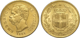 Regno d'Italia, Umberto I (1878-1900), 20 Lire 1881, Au 21 mm 6,43 g, q.FDC