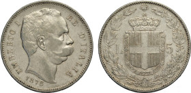 Regno d'Italia, Umberto I (1878-1900), 5 Lire 1878, RR Ag 37 mm, BB