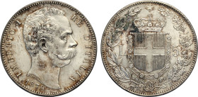 Regno d'Italia, Umberto I (1878-1900), 5 Lire 1879, Ag 37 mm, un paio di trascurabili segnetti di contatto ma di gran freschezza e qualità. FDC