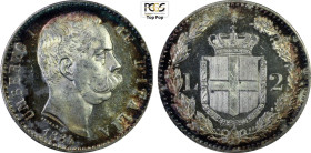 Regno d'Italia, Umberto I (1878-1900), 2 Lire 1884, Ag 27 mm, fondi speculari, in Slab PCGS MS64 Top Pop! (cert. 26852845)
