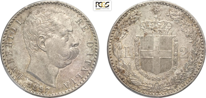 Regno d'Italia, Umberto I (1878-1900), 2 Lire 1897, Ag 27 mm, in Slab PCGS MS64 ...
