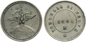 Regno d'Italia, Umberto I (1878-1900), 20 Centesimi 1894 Prova, RRRR Pag-131 Sim-15/1 Ni mm 20,9 g 3,89 prova di rara apparizione sul mercato, FDC