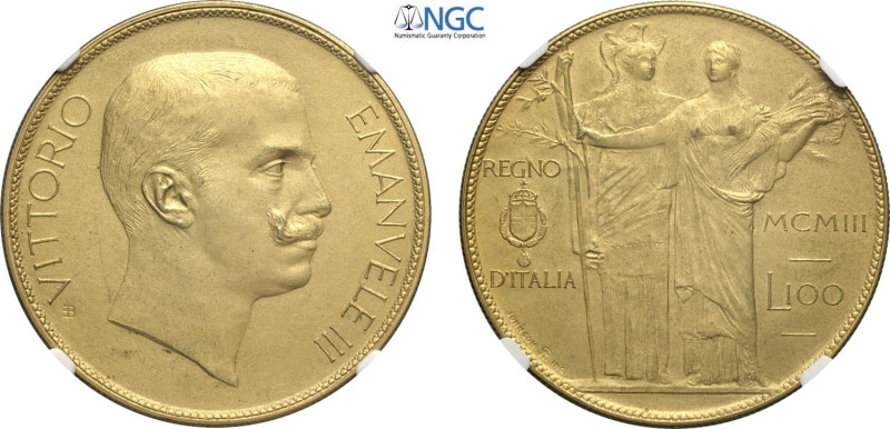 Regno d'Italia, Vittorio Emanuele III (1900-1943), 100 Lire 1903 Prova in rame d...