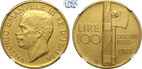 Regno d'Italia, Vittorio Emanuele III (1900-1943), 100 Lire 1923 Prova, RRR Pag-158 Au 35 mm 32,25 g, di eccezionale qualità, in Slab NGC PF64 Matte T...