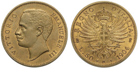 Regno d'Italia, Vittorio Emanuele III (1900-1943), 50 Lire 1904 Prova, RRRRR Pag-163 Cu 28 mm 7,99 g, FDC