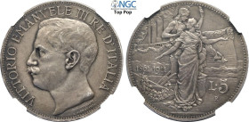 Regno d'Italia, Vittorio Emanuele III (1900-1943), 5 Lire 1911 Prova Sabbiata, senza la scritta prova, RRRR Mont-202 Sim-85/1 Pagani-(manca) Ag 37 mm ...