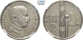 Regno d'Italia, Vittorio Emanuele III (1900-1943), 2 Lire 1923-P (di Prova), RR Pag-249 Ni 29 mm 10 g, in Slab NGC MS63 Top Pop! (cert. 6647434002)