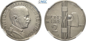 Regno d'Italia, Vittorio Emanuele III (1900-1943), 2 Lire 1923 Prova, RR Pag-250 Ni 29 mm 10 g, in Slab NGC MS63