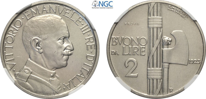 Regno d'Italia, Vittorio Emanuele III (1900-1943), 2 Lire 1923 Prova, RR Pag-250...