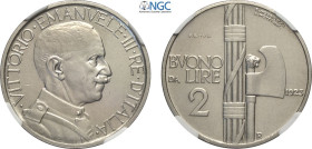 Regno d'Italia, Vittorio Emanuele III (1900-1943), 2 Lire 1923 Prova, RR Pag-250 Ni 29 mm 10 g, in Slab NGC MS62