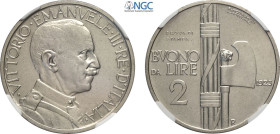 Regno d'Italia, Vittorio Emanuele III (1900-1943), 2 Lire 1923 Prova di Stampa, RR Pag-251 Ni 29 mm 10 g, in Slab NGC MS62