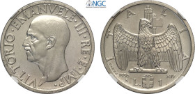 Regno d'Italia, Vittorio Emanuele III (1900-1943), Lira 1936 Prova, RRR Pag-269 Ni 26,5 mm 8 g, eccezionale, in Slab NGC MS66 (cert. 6647292011 second...