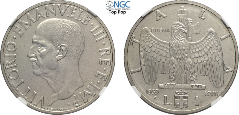 Regno d'Italia, Vittorio Emanuele III (1900-1943), Lira 1939 Prova, RRRR Pag-271...