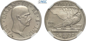 Regno d'Italia, Vittorio Emanuele III (1900-1943), 50 Centesimi 1936 Prova, RRR Pag-283 Ni 24 mm 6 g, in Slab NGC MS65 (cert. 6647292012 second best g...