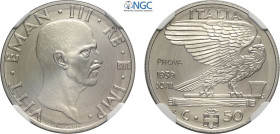 Regno d'Italia, Vittorio Emanuele III (1900-1943), 50 Centesimi 1939 Prova, RRRR Pag-284 Ac 24,1 mm 6 g, eccezionale, in Slab NGC MS66 (cert. 66473560...