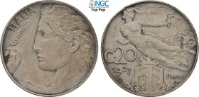 Regno d'Italia, Vittorio Emanuele III (1900-1943), 20 Centesimi 1907 Prova sabbiata, RRR Pag-(cfr. 298) Ni 21,5 mm 4,02 g, sul label NGC è riportata c...