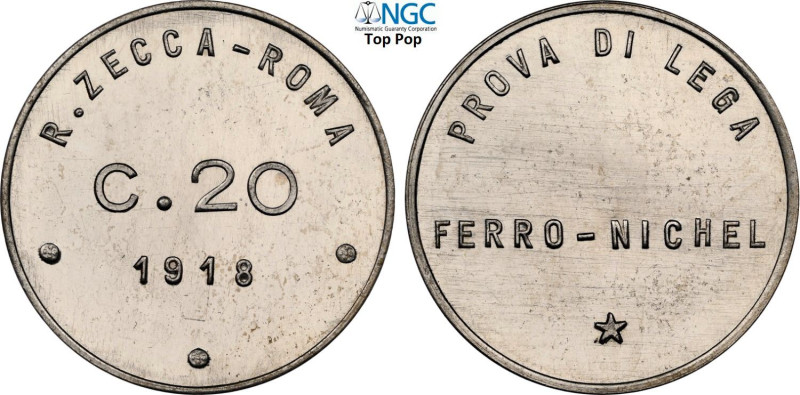 Regno d'Italia, Vittorio Emanuele III (1900-1943), 20 Centesimi 1918 Prova, RRRR...