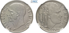 Regno d'Italia, Vittorio Emanuele III (1900-1943), 20 Centesimi 1939 Prova, RRRR Pag-315 Ac 21,7 mm 4 g, in Slab NGC MS64