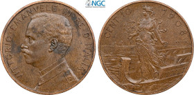 Regno d'Italia, Vittorio Emanuele III (1900-1943), 10 Centesimi 1908 Prova sabbiata, RRR Pag-323 Cu 30 mm 10 g. Seppur non indicato nel label, si trat...