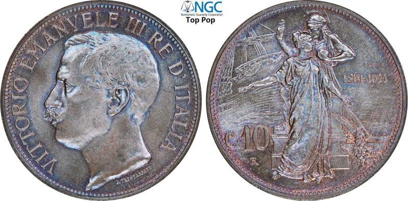 Regno d'Italia, Vittorio Emanuele III (1900-1943), 10 Centesimi 1911 Prova, RR P...