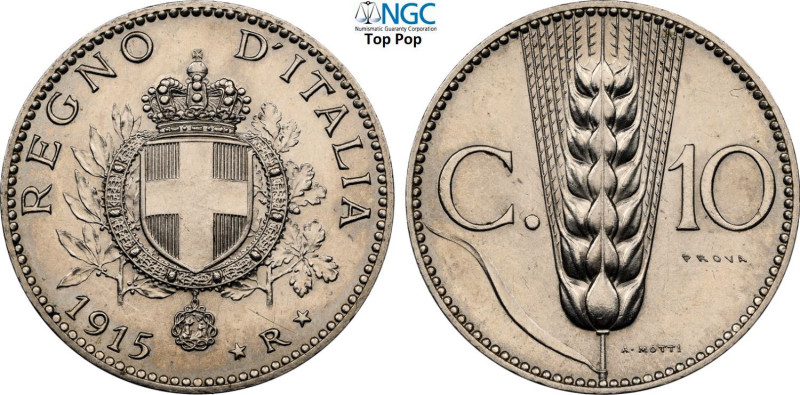 Regno d'Italia, Vittorio Emanuele III (1900-1943), 10 Centesimi 1915 Prova, scri...
