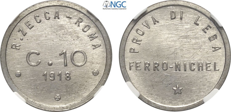 Regno d'Italia, Vittorio Emanuele III (1900-1943), 10 Centesimi 1918 Prova, RRRR...