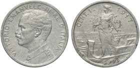 Regno d'Italia, Vittorio Emanuele III (1900-1943), Centesimo 1917 Progetto Alluminio, Pag-390 Sim-285/1 RRRR Al mm 15 g 0,34 Questo progetto fu coniat...