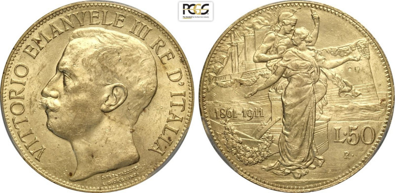 Regno d'Italia, Vittorio Emanuele III (1900-1943), 50 Lire 1911, Rara Au 28 mm 1...