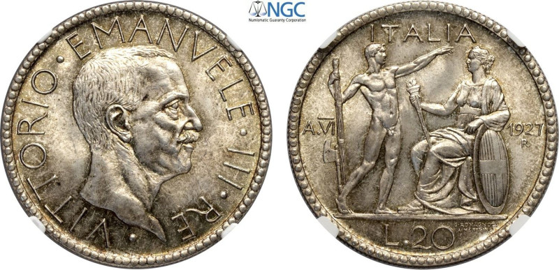 Regno d'Italia, Vittorio Emanuele III (1900-1943), 20 Lire 1927 anno VI, Ag 35,5...