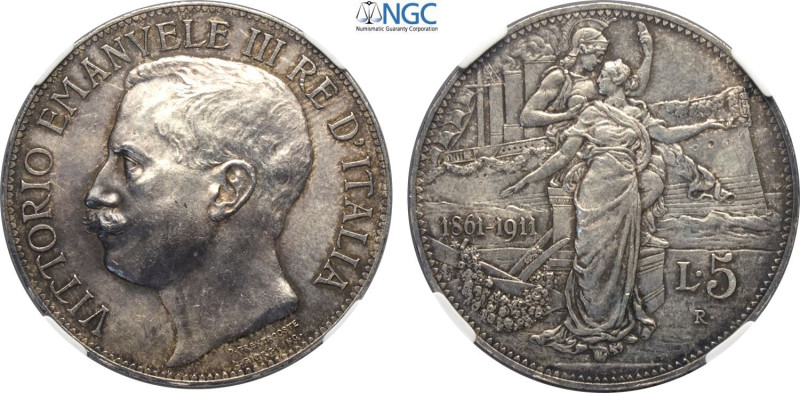 Regno d'Italia, Vittorio Emanuele III (1900-1943), 5 Lire 1911, Rara Ag 37 mm 25...