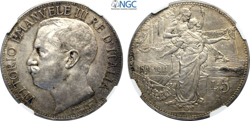 Regno d'Italia, Vittorio Emanuele III (1900-1943), 5 Lire 1911, Rara Ag 37 mm 25...