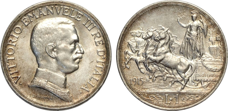 Regno d'Italia, Vittorio Emanuele III (1900-1943), Lira 1915 varietà denominata ...