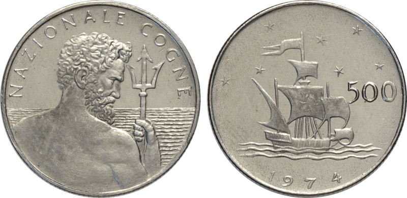 Repubblica Italiana, Monetazione in Lire (1946-2001), Progetto da 500 Lire 1974,...